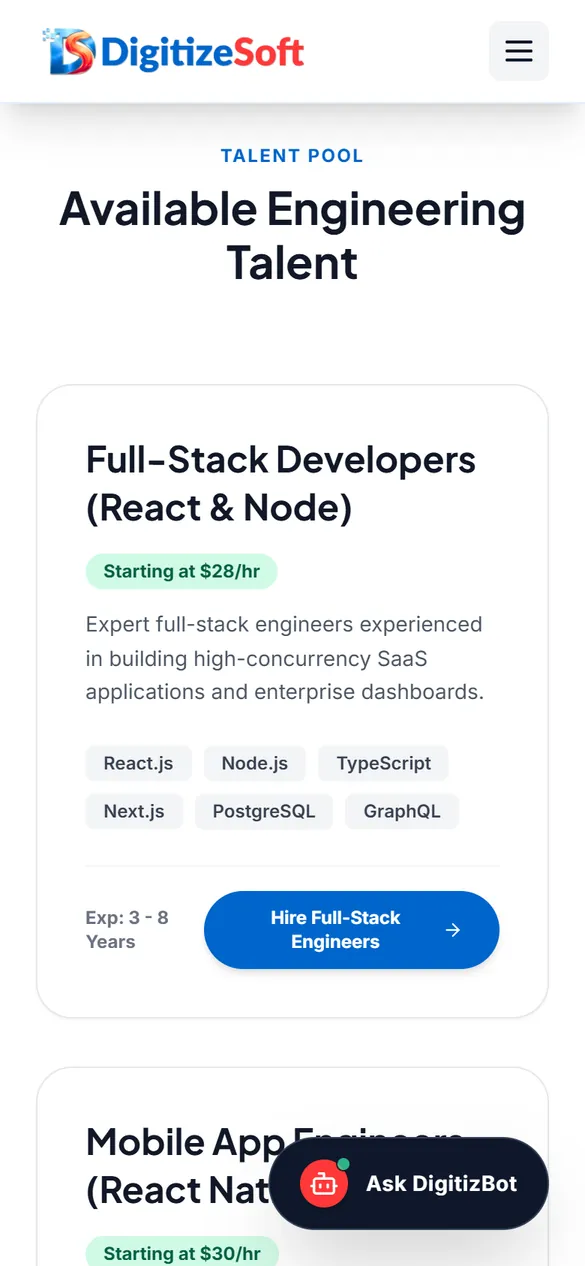 Available engineering talent on a phone.