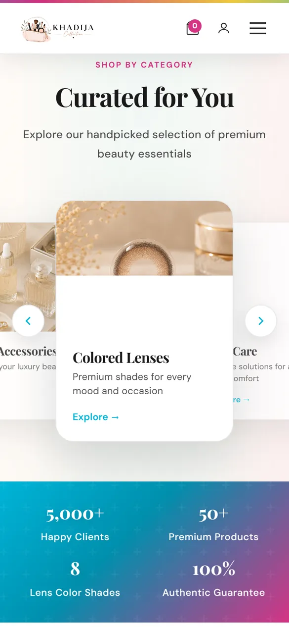 Shop by category, on a phone.