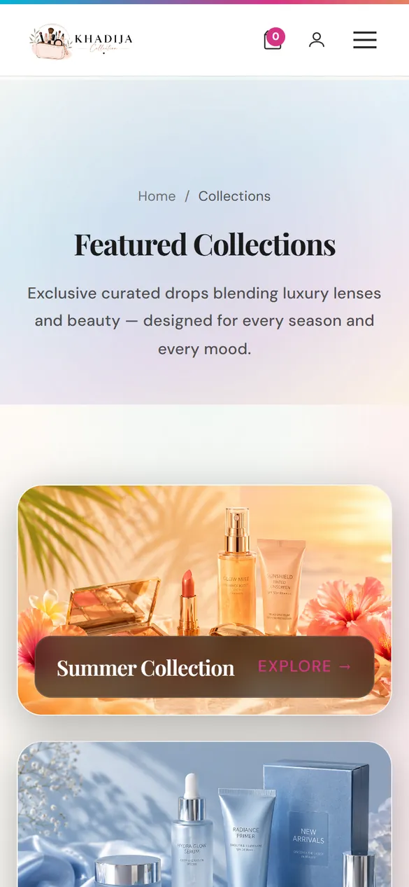 Featured collections, on a phone.