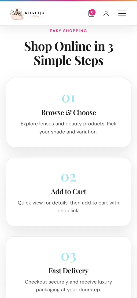 Shop online in three simple steps, on a phone.