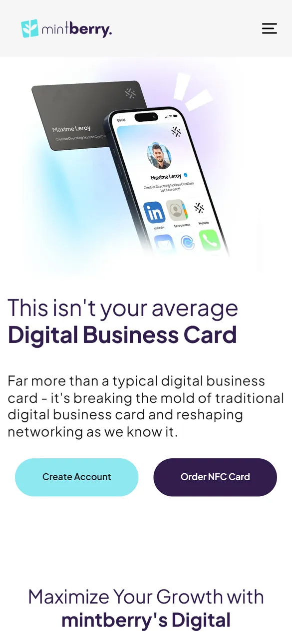 The digital networking card, on a phone.