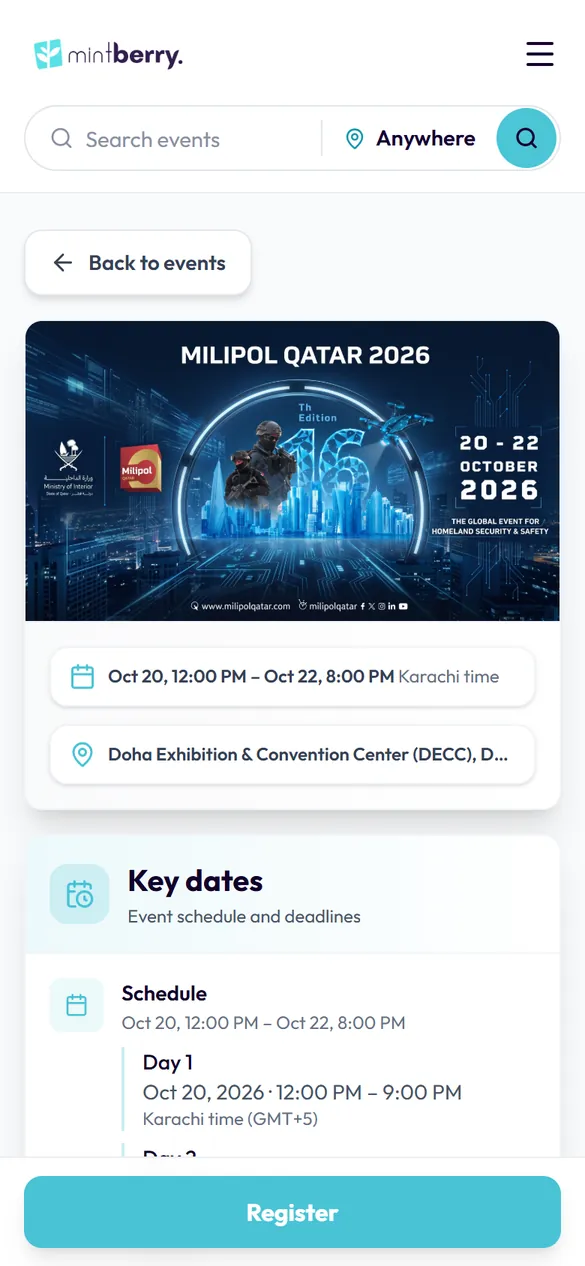 An event’s page on a phone.