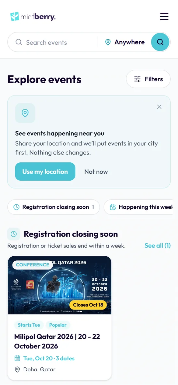 Explore events, on a phone.