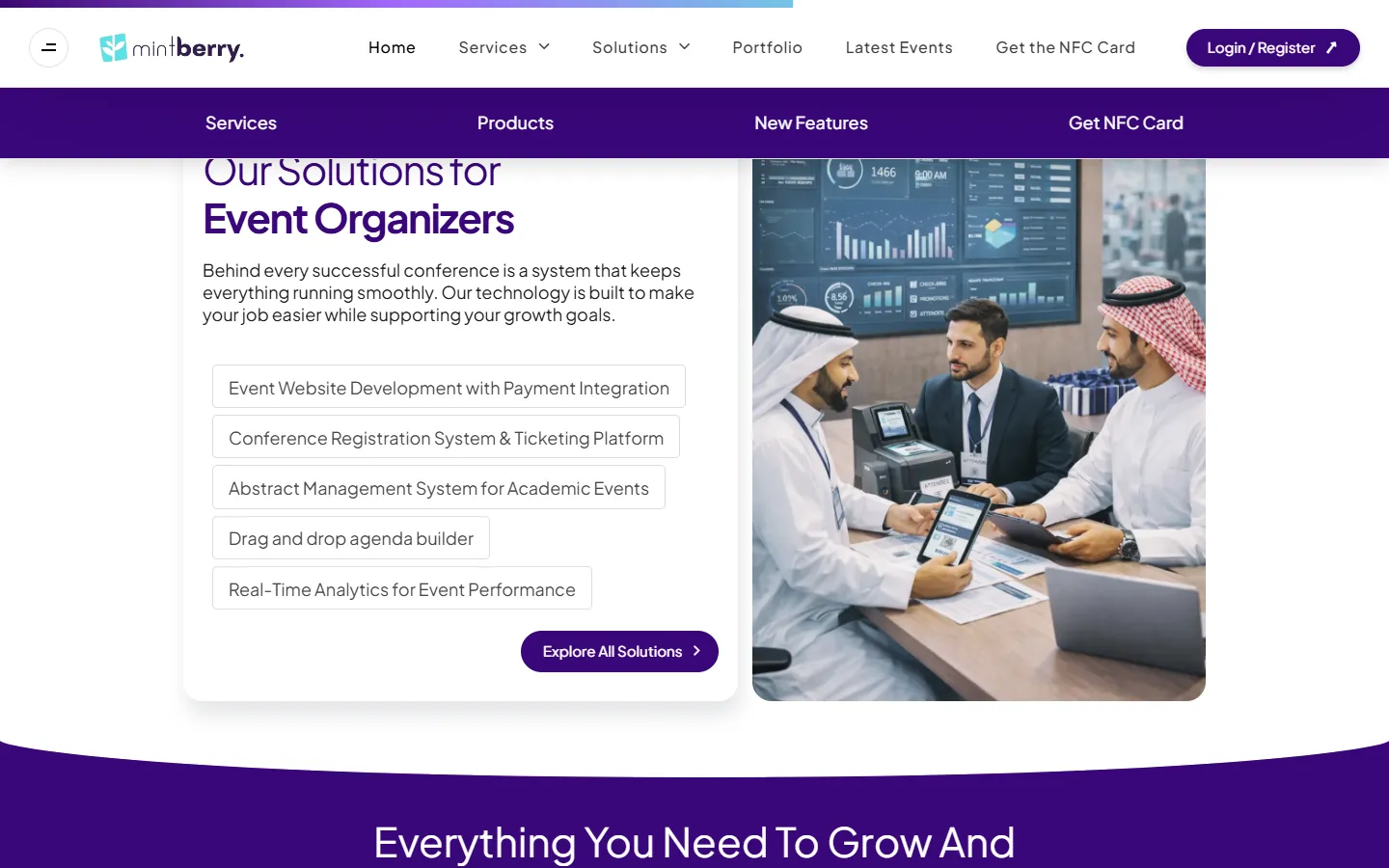 Solutions for event organisers: event websites, registration and ticketing, abstract management, an agenda builder and analytics.