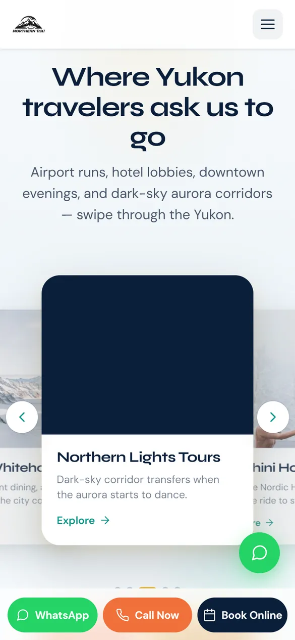 Popular destinations on a phone, with the Northern Lights tours card in front.