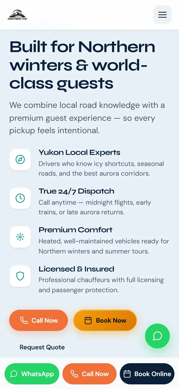 Why Northern Taxi, on a phone: local experts, 24/7 dispatch, comfort, licensed and insured.