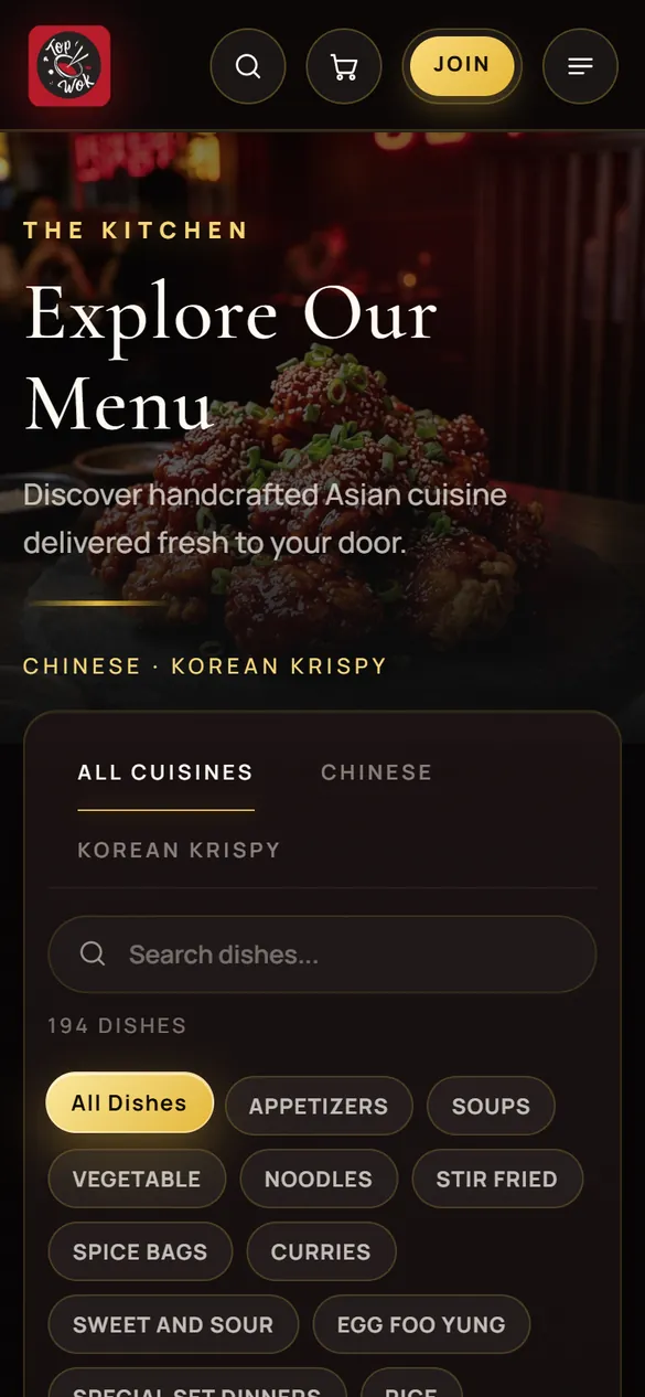 The menu on a phone, with its filters.