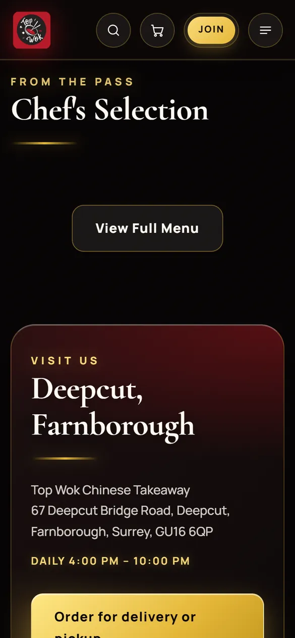 The chef’s selection on a phone.