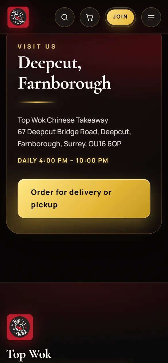 Where to find Top Wok, on a phone.