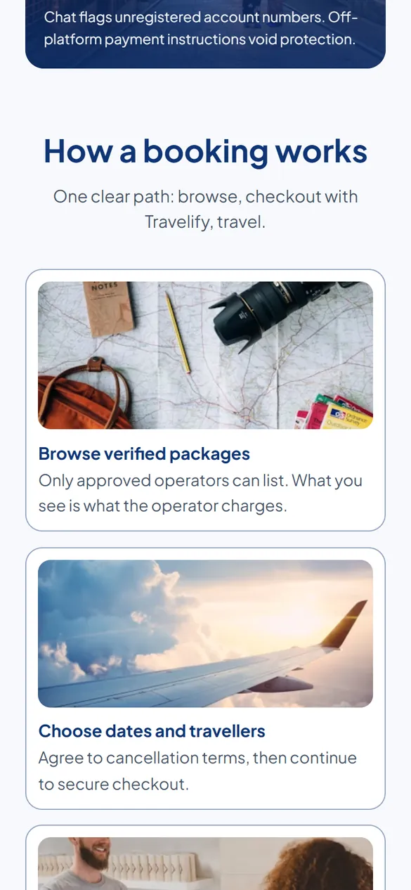 How a booking works, on a phone.