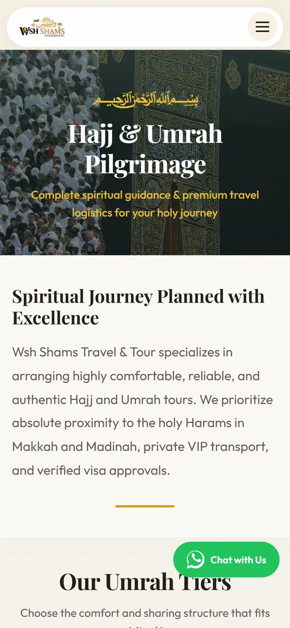 The Hajj & Umrah page on a phone.